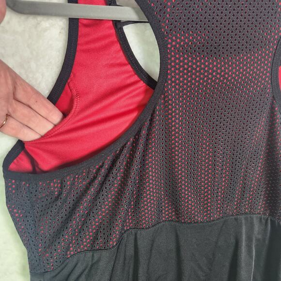 Ruby Ribbon Mesh Racerback Active Tank Top Atomic Red Black XXL Plus Gym Fitness - Picture 7 of 12